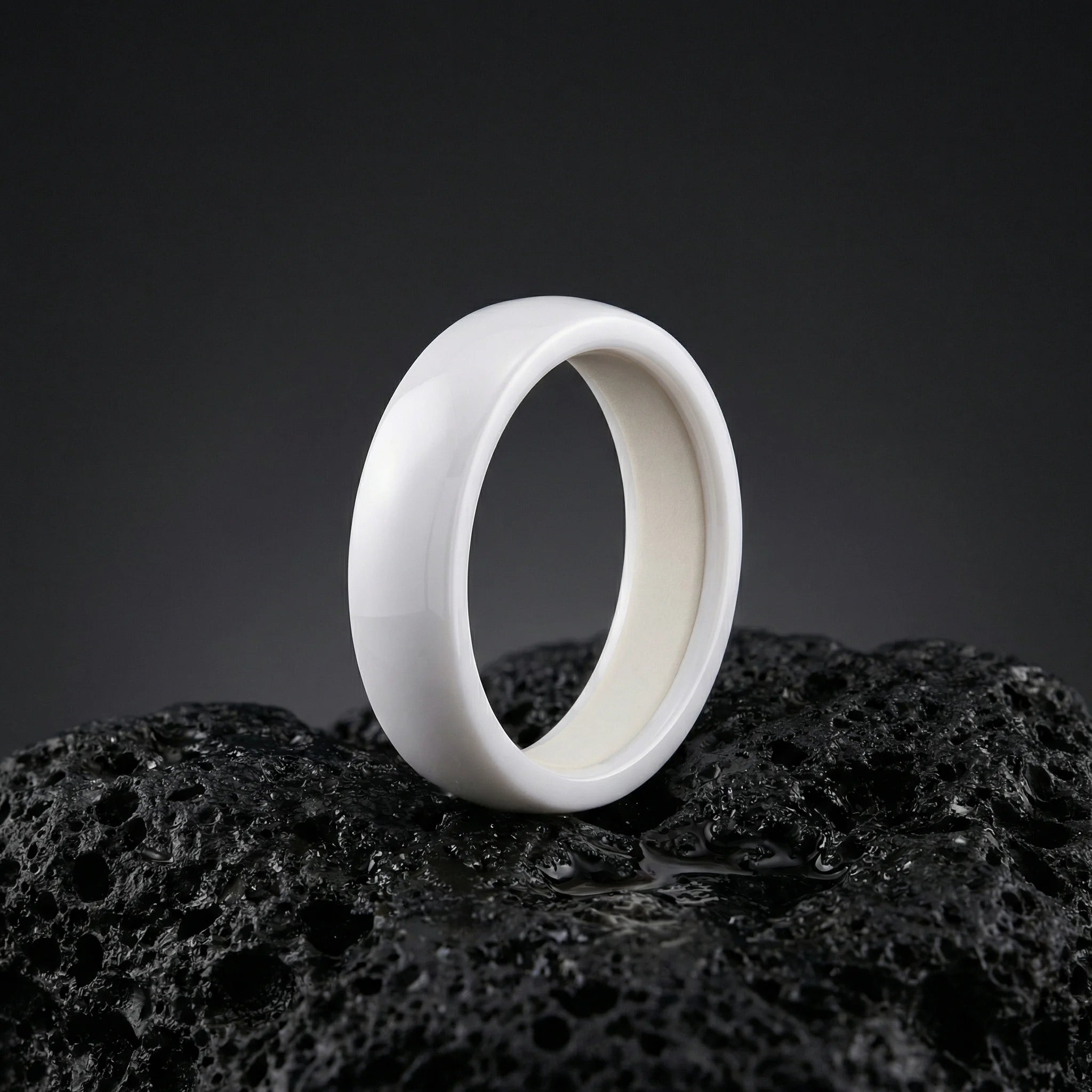 Anello in ceramica lucida - Bianco