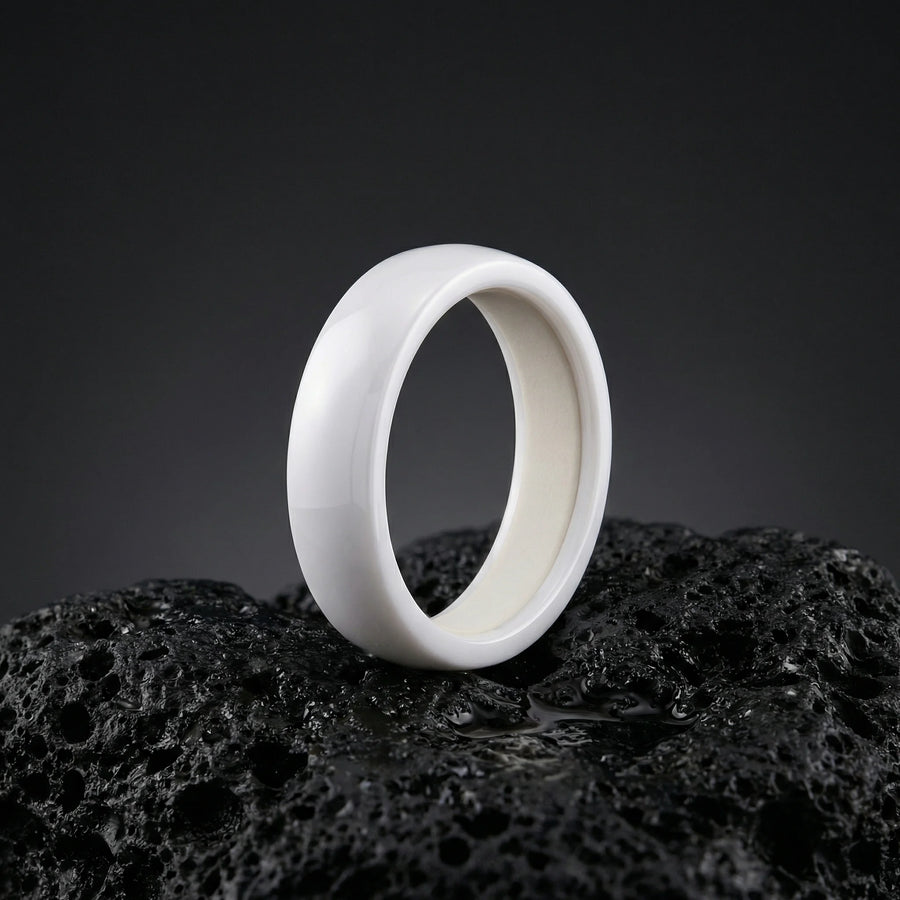 Anello in ceramica lucida - Bianco