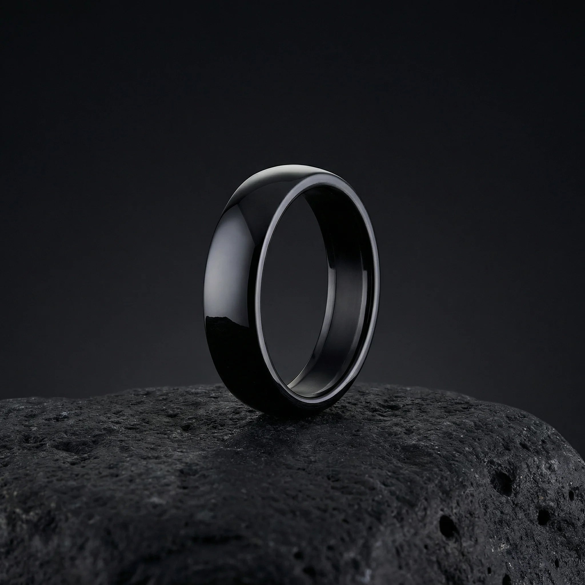 Anello in ceramica lucida - Nero