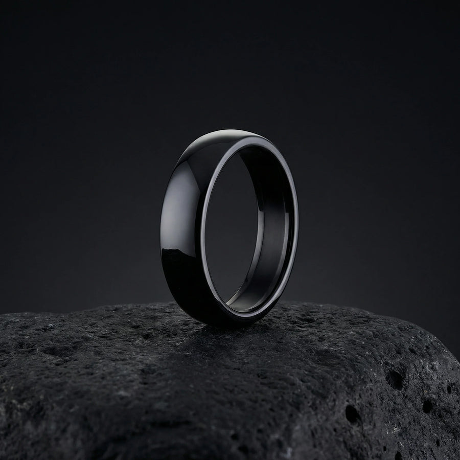Anello in ceramica lucida - Nero