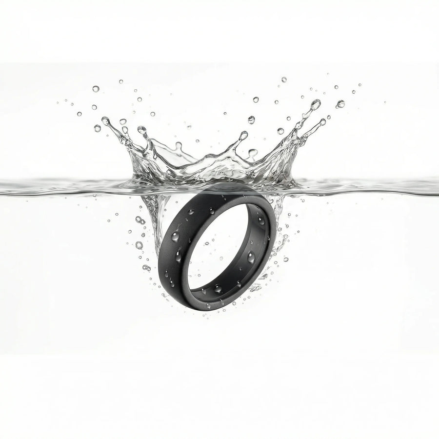 Anello in ceramica opaca "sabbiata" - Nero