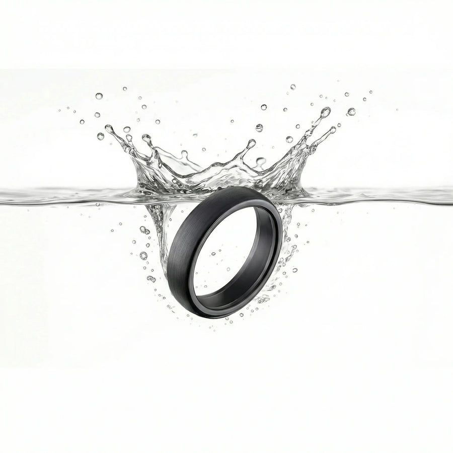 Anello in ceramica lucida "spazzolata" - Nero